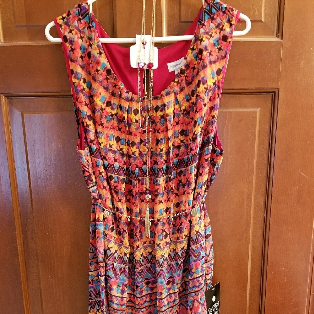 Abstract Stripe Chiffon Dress